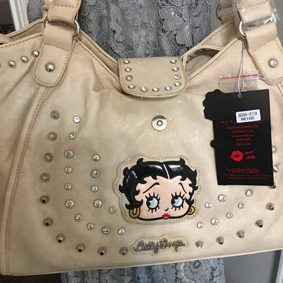Last Betty Boop Cream Large Handbag - Faux Leather Large Size 15x10 - Picture 8 of 8